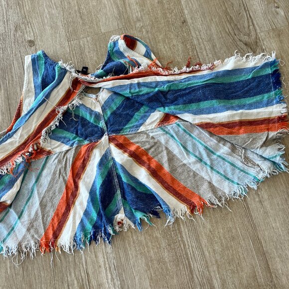 Womens Indigo Rein Multicolored Stripe Open Back Tank Top - XL - Picture 6 of 7